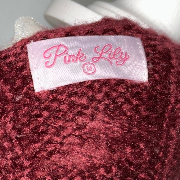 Pink Lily Cable Knit Sweater - Burgundy size medium - Picture 3 of 3